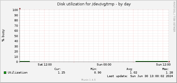 Disk utilization for /dev/vg/tmp