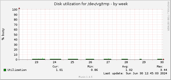 Disk utilization for /dev/vg/tmp